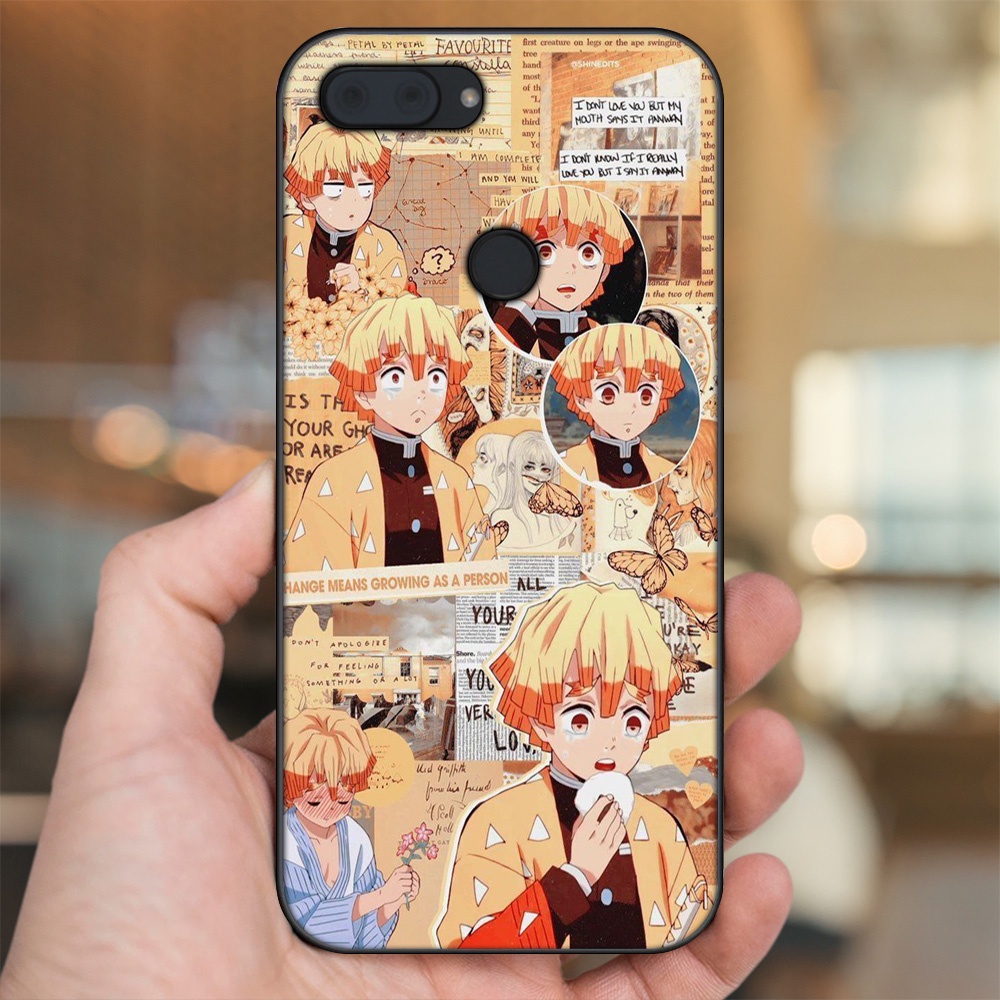 Ốp lưng Xiaomi Mi 8 Lite viền đen in hình Zenitsu Kimetsu no Yaiba