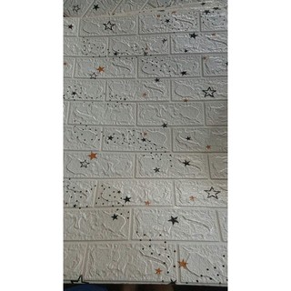 Xốp dán tường 3d vẫn gạch trắng hình ngôi sao kích thước 70x77cm dày 4mm
