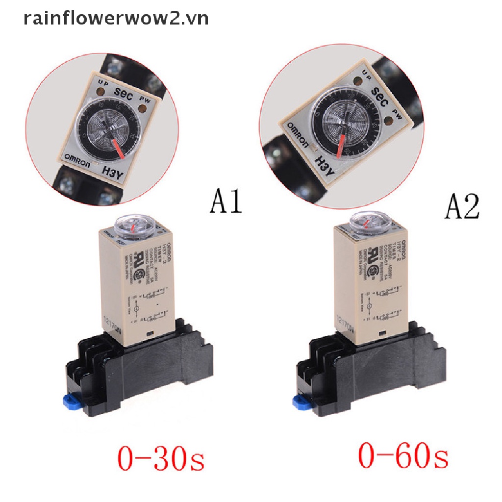 Rơ Le Thời Gian 220V H3Y-2 Hẹn Giờ 0-30s / 60s DPDT &amp; Base
