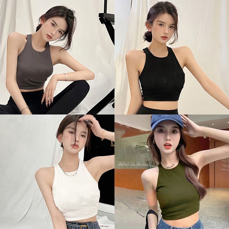 Áo Tank Top Sát Nách Cổ Tròn Thiết Kế Ôm Sát Tôn Dáng