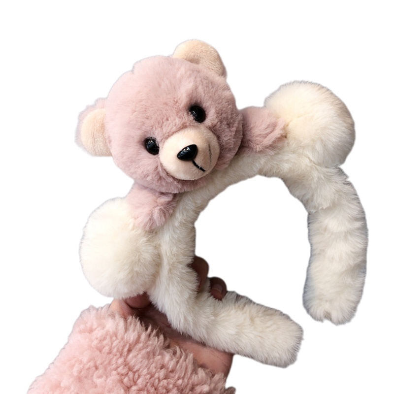 Flgo Băng Đô Tai Gấu Bông Hoạt Hình Dễ Thương Dùng Rửa Mặt Trang Điểm