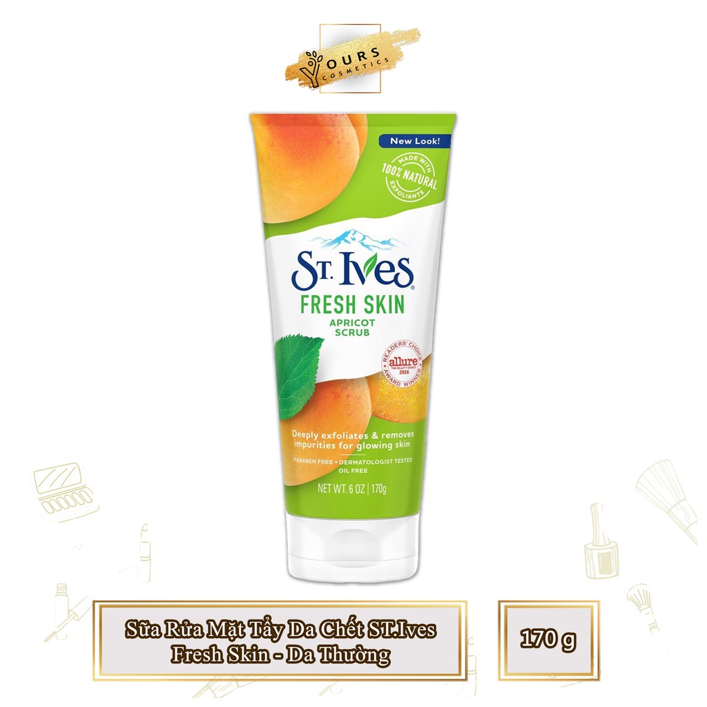 [Auth Mỹ] Tẩy Da Chết Mặt  ST.Ives Có Hạt Hương Mơ Tẩy Da Chết Fresh Skin Apricot Scrub 170gr - Có Chứng Nhận Bộ Y Tế