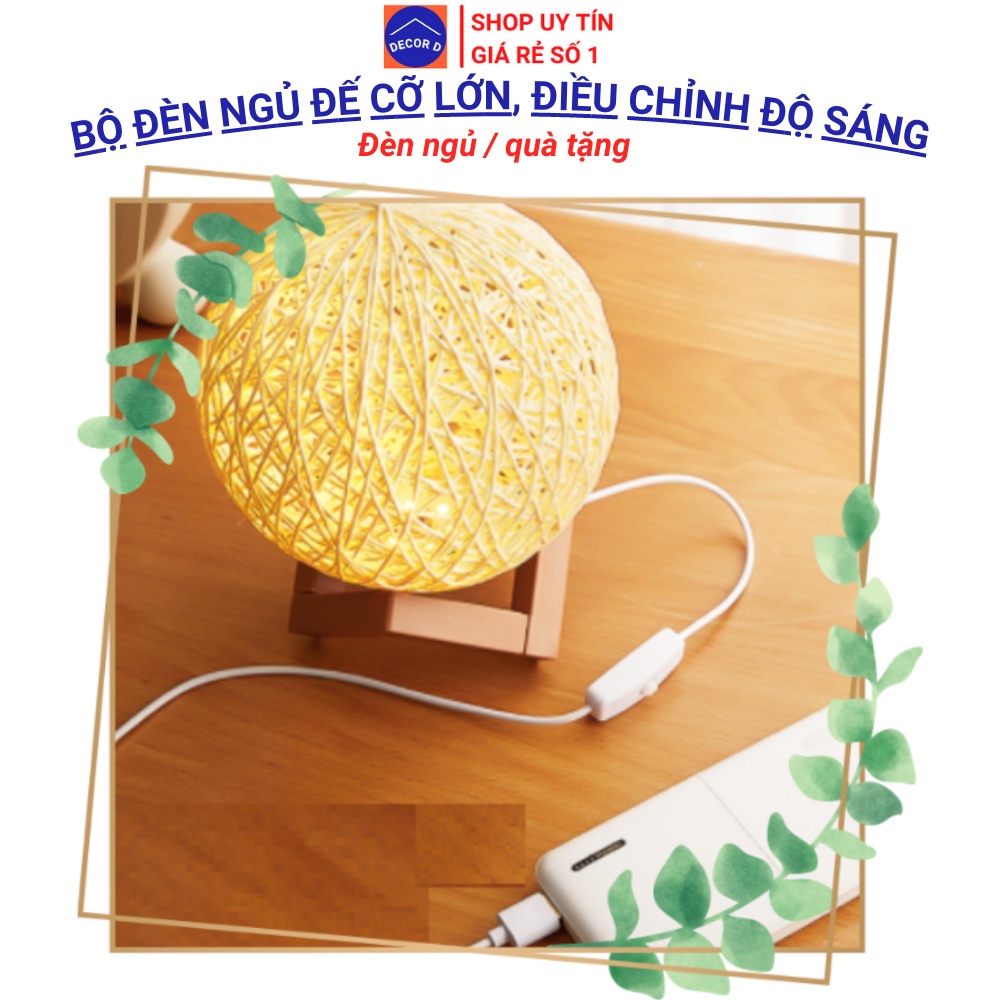 Đèn ngủ, Đèn ngủ mặt trăng, Đèn ngủ để bàn cầu mây size lớn 15cm, chế độ sáng phù hợp