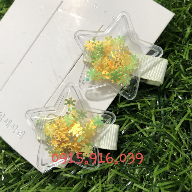 Set 2 kẹp mái ngôi sao trong suốt, Kẹp Tóc Ngôi Sao
