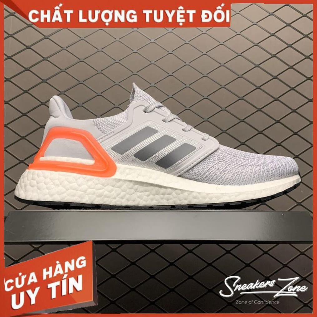 (FREE SHIP + HỘP + QUÀ) Giày thể thao ULTRA BOOST 2020 grey red Xám gót đỏ đế trắng Ultra boost 6.0