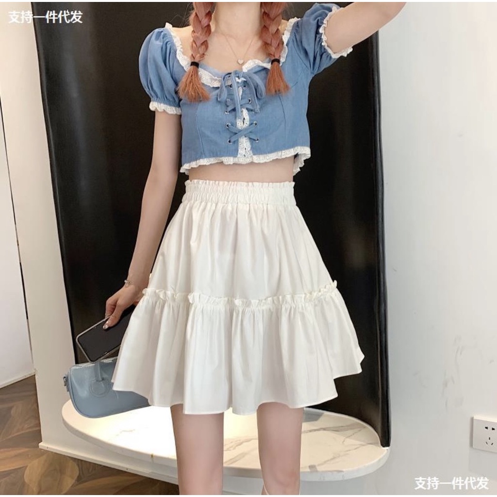 Chân váy nữ thời trang 2 tầng xòe ngắn nhún bèo CV414 SUTANO | BigBuy360 - bigbuy360.vn