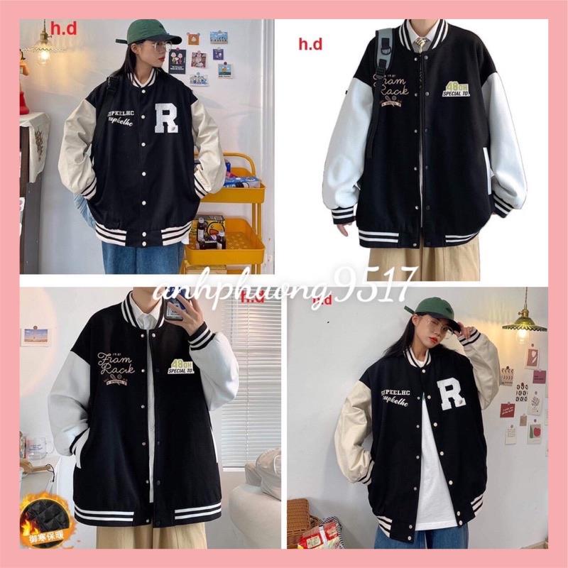 Áo khoác bomber R, 408CMChất gió vs nỉ cottonhàng 1 lớp cổ, tay áo và gấu áo có bo dệt Jacket freesize form &lt;50kg