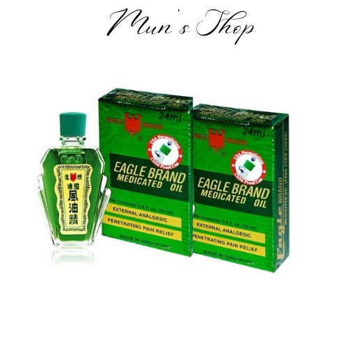 Dầu gió xanh EAGLE BRAND Medicated Oil 24ml (dầu xanh 2 nắp - dầu gió xanh con ó - dầu gió Mỹ)