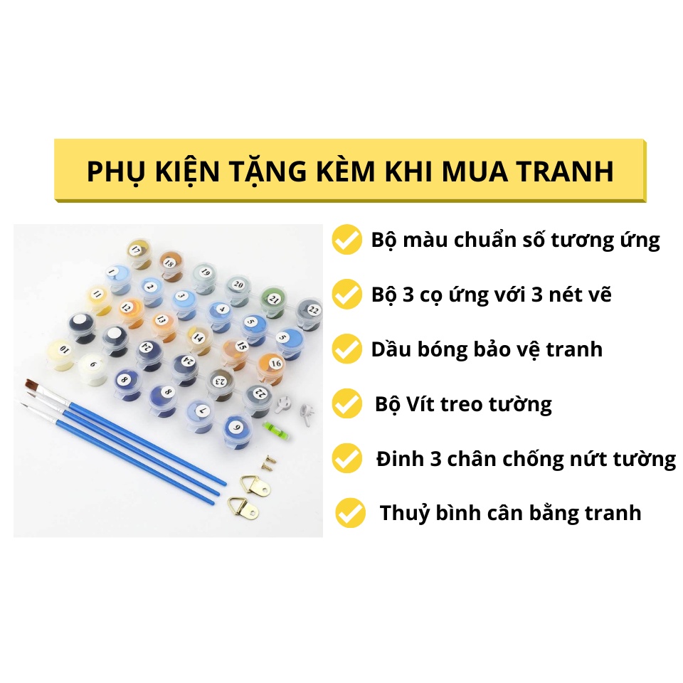 Tranh sơn dầu số hoá có khung LIM Art -Tranh tô màu theo số hoa cúc họa mi