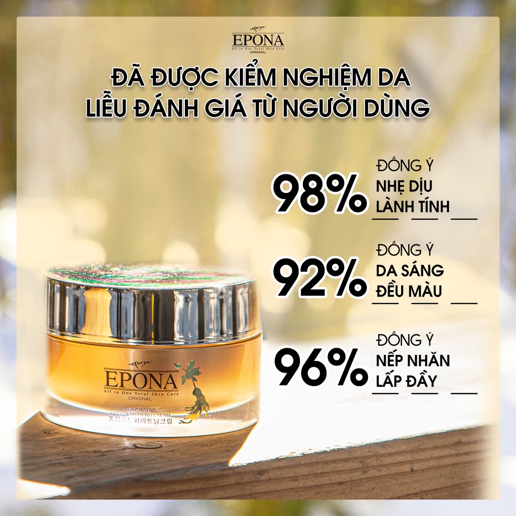 Kem Giảm Thâm Nám - Xóa Mờ Nếp Nhăn Chiết Xuất Hồng Sâm Epona Red Ginseng Gold Whitening Cream 50ml