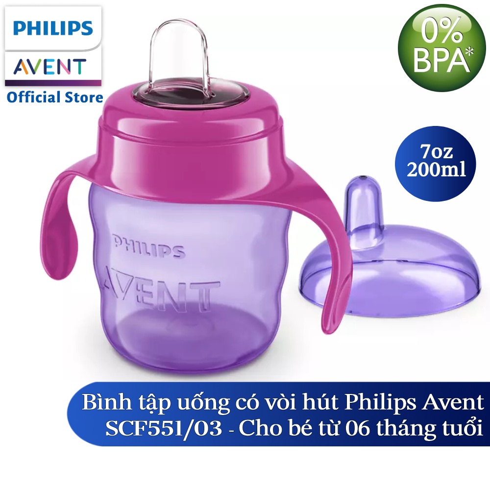 Philips Avent bình tập uống 200ml cho bé từ 6 tháng SCF551/03 SCF551/05