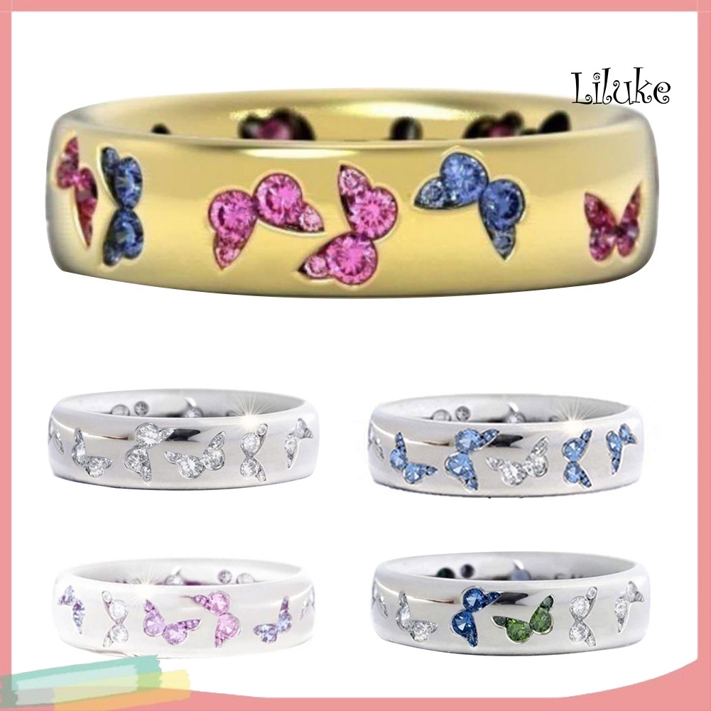 Nhẫn Mạ Bạc Trang Trí Hình Bướm Đính Đá Thời Trang Cho Nữ