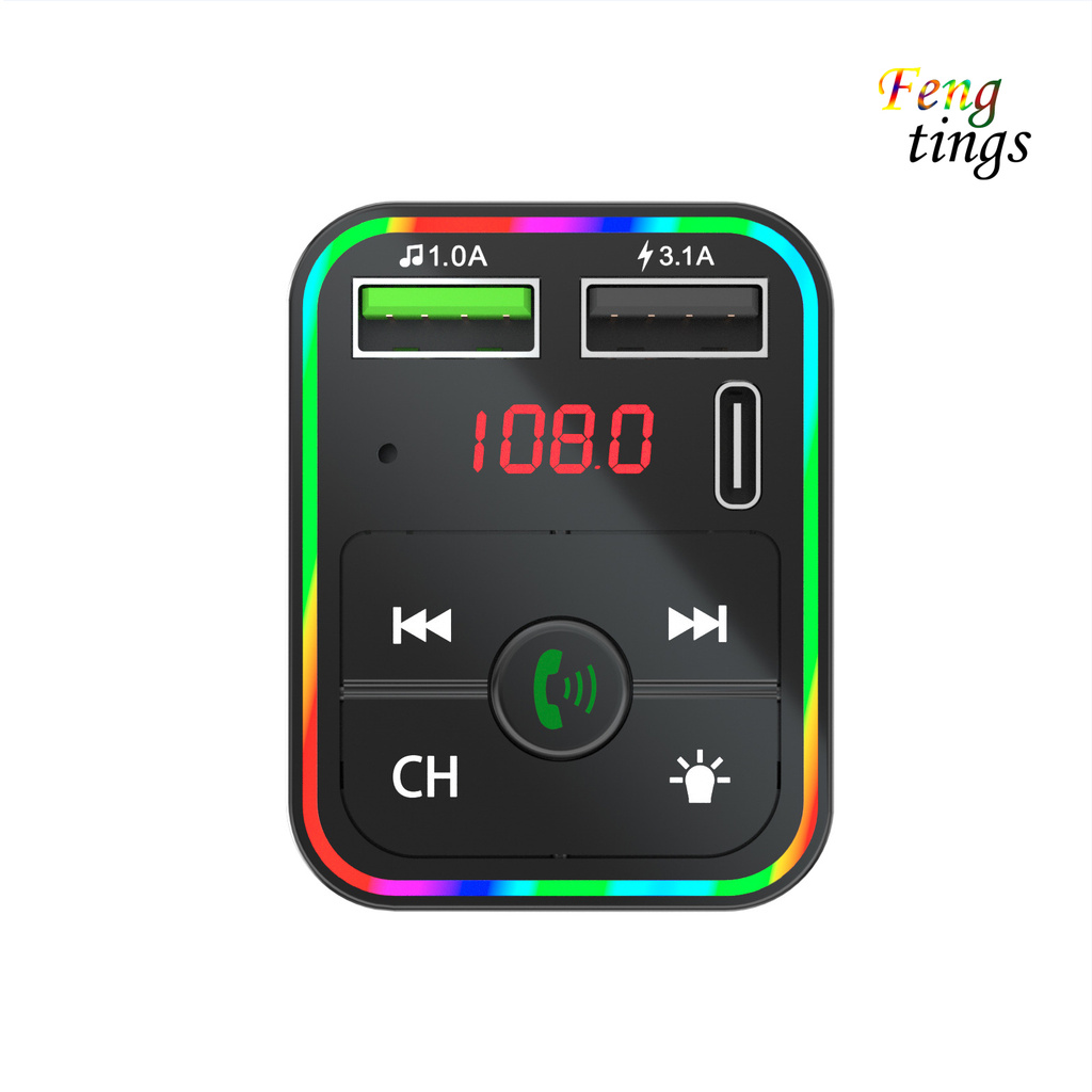 Máy phát FM F2 có màn hình LED TF tự động cho xe hơi có Bluetooth 5.0 hỗ trợ máy nghe nhạc MP3/ ổ đĩa U 3.1A