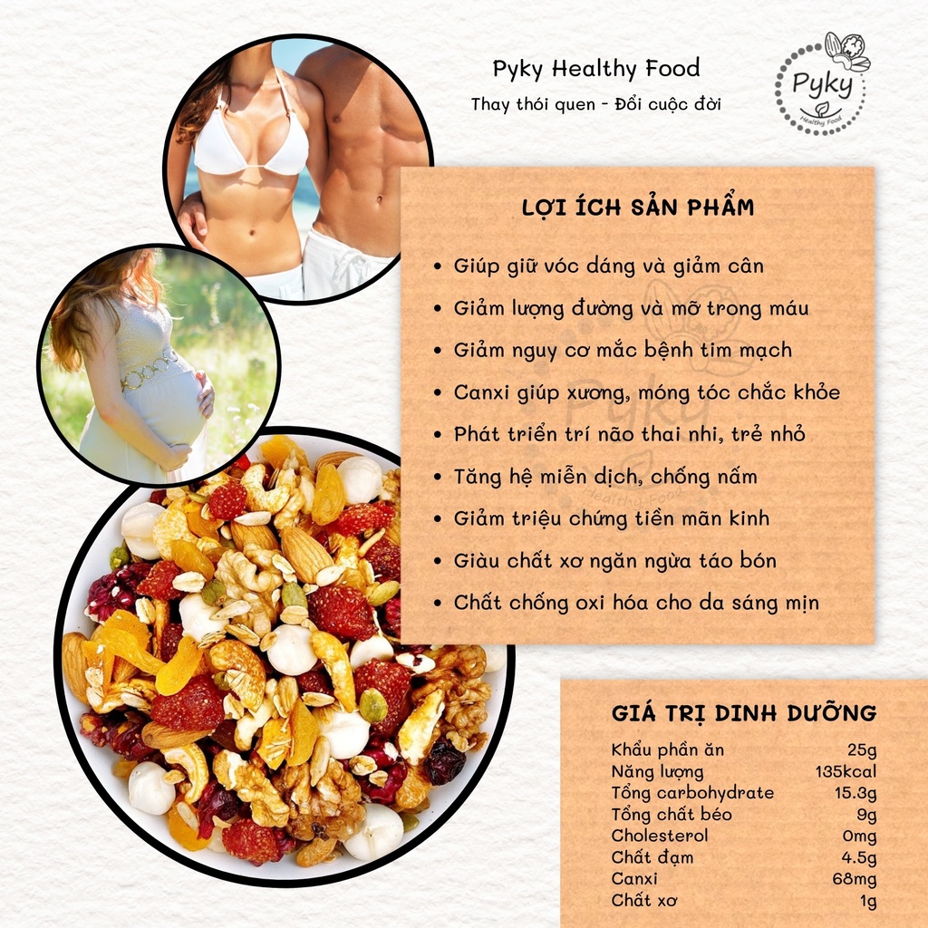 Ngũ Cốc Giảm Cân [GRANOLA CAO CẤP] Thêm Macca, Óc Chó Vàng, Dâu Tây | Ngũ Cốc Dinh Dưỡng Pyky