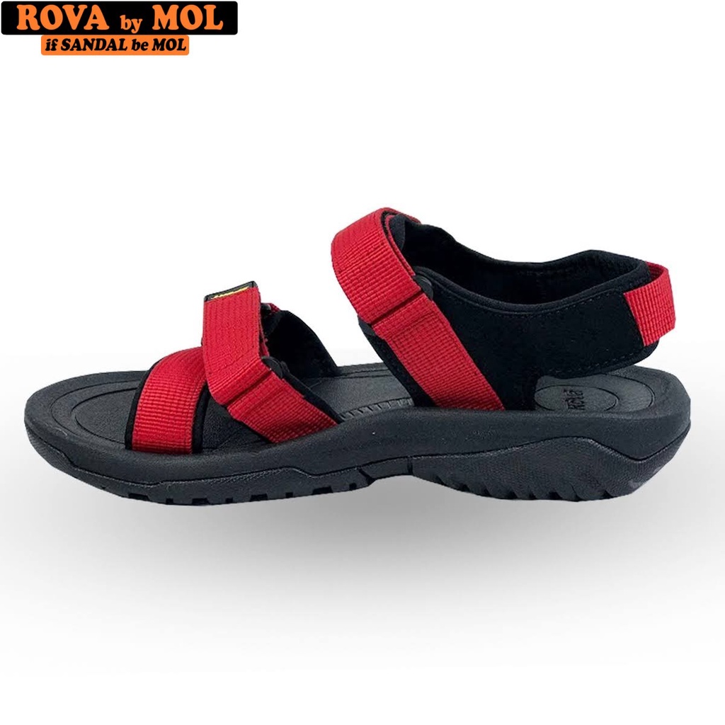 Giày sandal nam hiệu Rova siêu bền quai ngang đế cao su quai dù đi làm đi học màu đỏ mã RV873