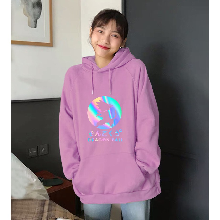 Áo khoác nỉ hoodie phản quang in hình DRAGON BALL Freesize dưới 75kg màu đỏ đô, True Store đảm bảo, KN33