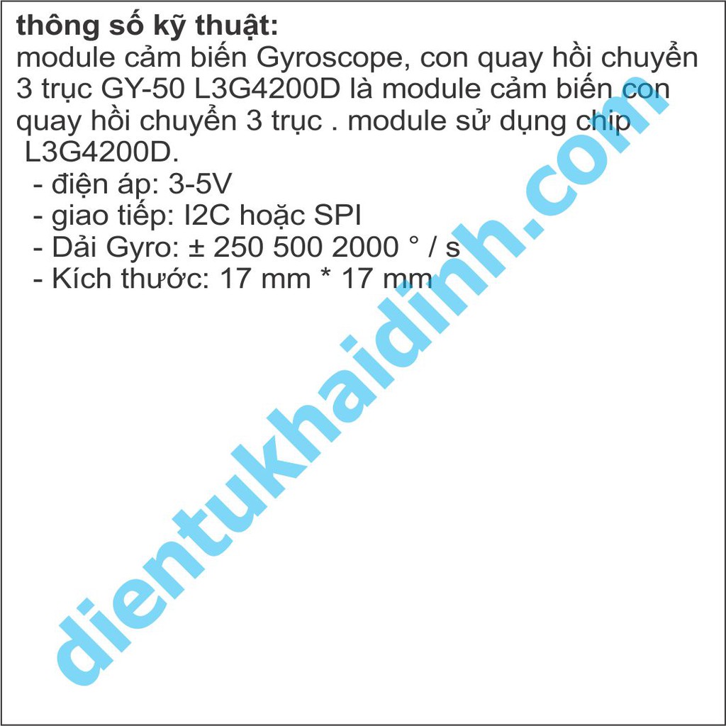 module cảm biến Gyroscope, con quay hồi chuyển 3 trục GY-50 L3G4200D kde3106