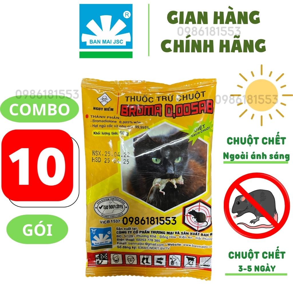 10 Gói Thuốc Diệt Chuột BROMA 0.005AB Sinh Học Ban Mai