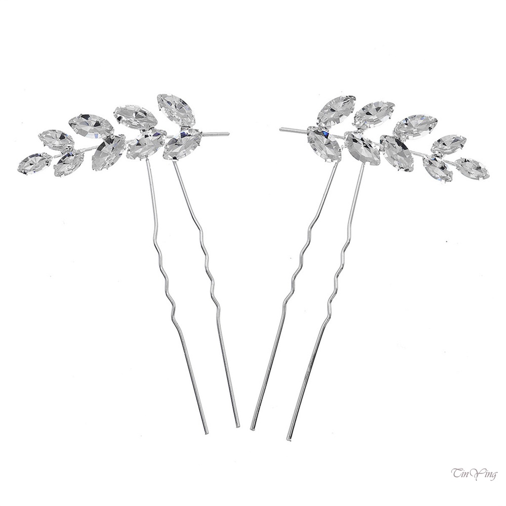 GETNOIVAS Set 2 Trâm Cài Tóc 2 Cái Hình Bông Lúa Mạch Đính Đá Pha Lê Nhân Tạo Thời Trang