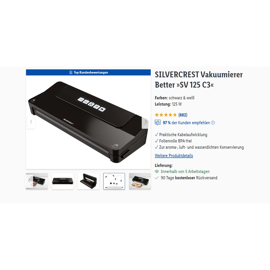 MÁY HÚT CHÂN KHÔNG SILVERCREST 125W