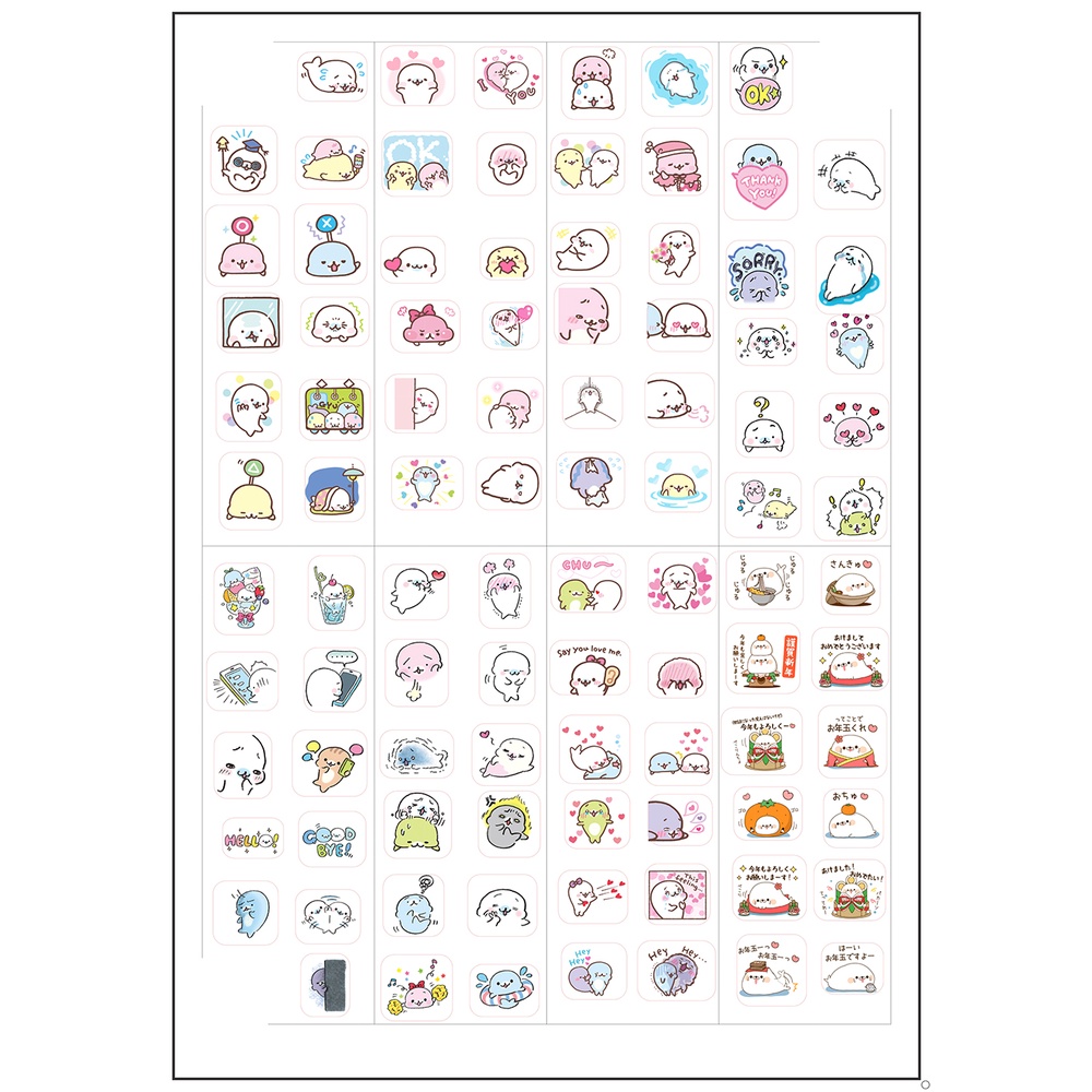 sticker hải cẩu mamegoma SI14 hình dán dễ thương trang trí dán sổ dán điện thoại 1 tờ 7*19,5cm bullet journal