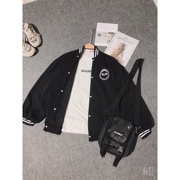 [BÁN SỈ] Áo Khoác BOMBER Hình Mặt Người Ngộ Nghỉnh Chất Nỉ Ngoại Phom UNISEX