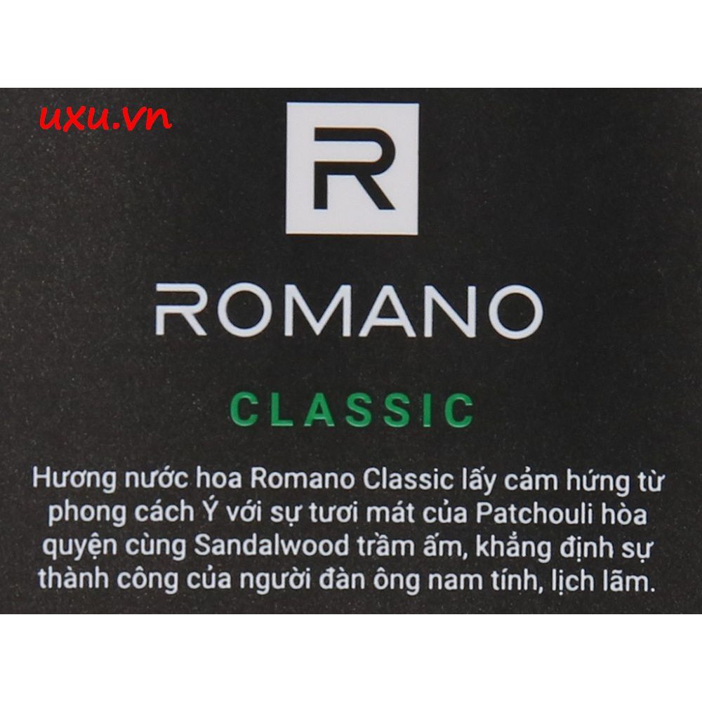 Dầu Gội Đầu 180G Romano Classic Cho Tóc Chắc Khỏe Thơm Hương Nước Hoa, Với uxu.vn Tất Cả Là Chính Hãng.