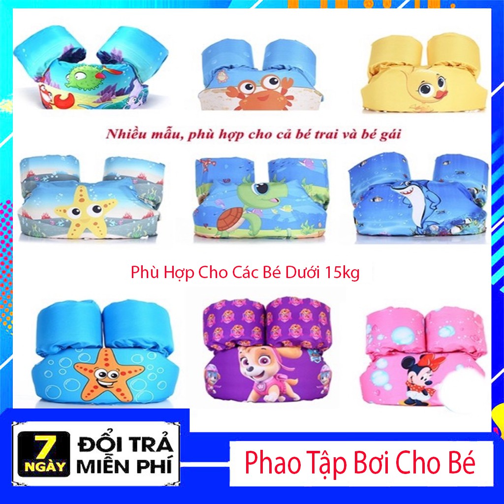 Phao Bơi Cho Bé - Phao Tay Tập Bơi Đỡ Ngực Cho Bé Trai, Gái Nhiều Mầu