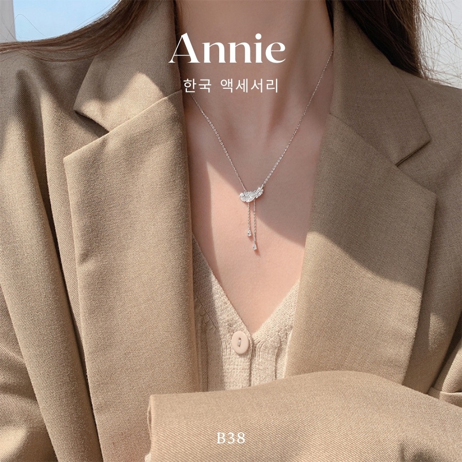 Dây chuyền bạc hình lông vũ đính đá cao cấp thời trang hiện đại ANNIE - B38