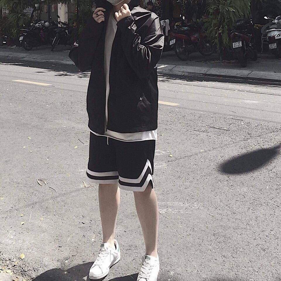 Quân Short Phối Viền 2 sọc V Thể Thao, Cotton Hàn Mịn Thoải mái họa động mã YANGKETE