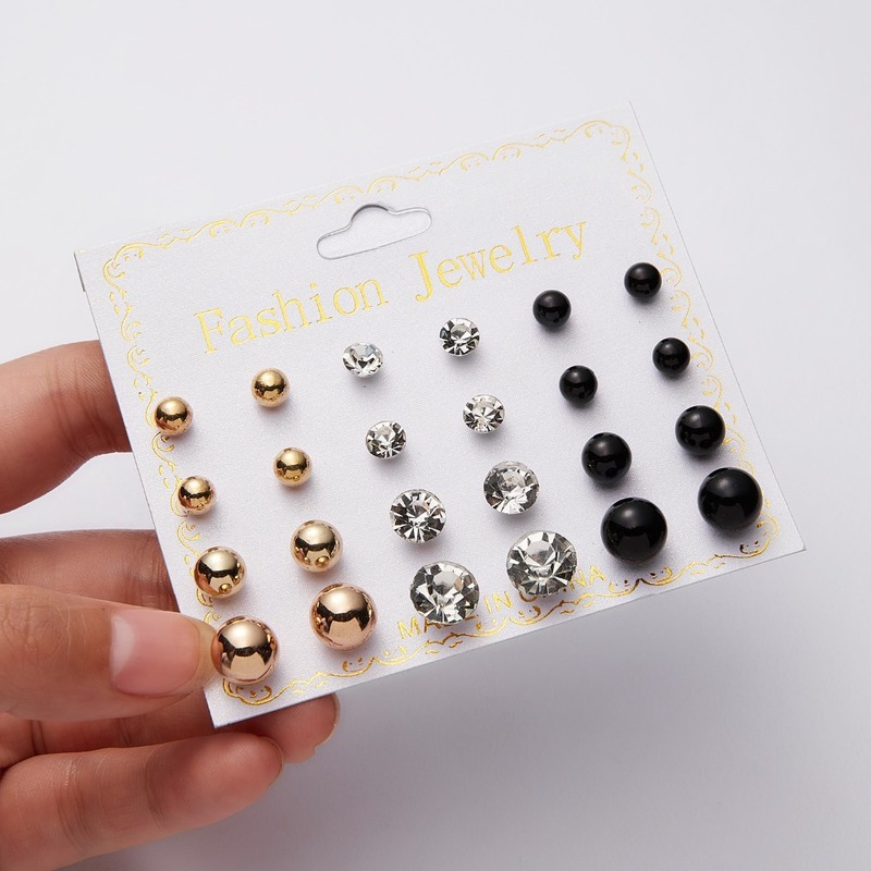 Set 12 Đôi Khuyên Tai Hình Hoa Đính Ngọc Trai Giả Thời Trang Cho Nữ