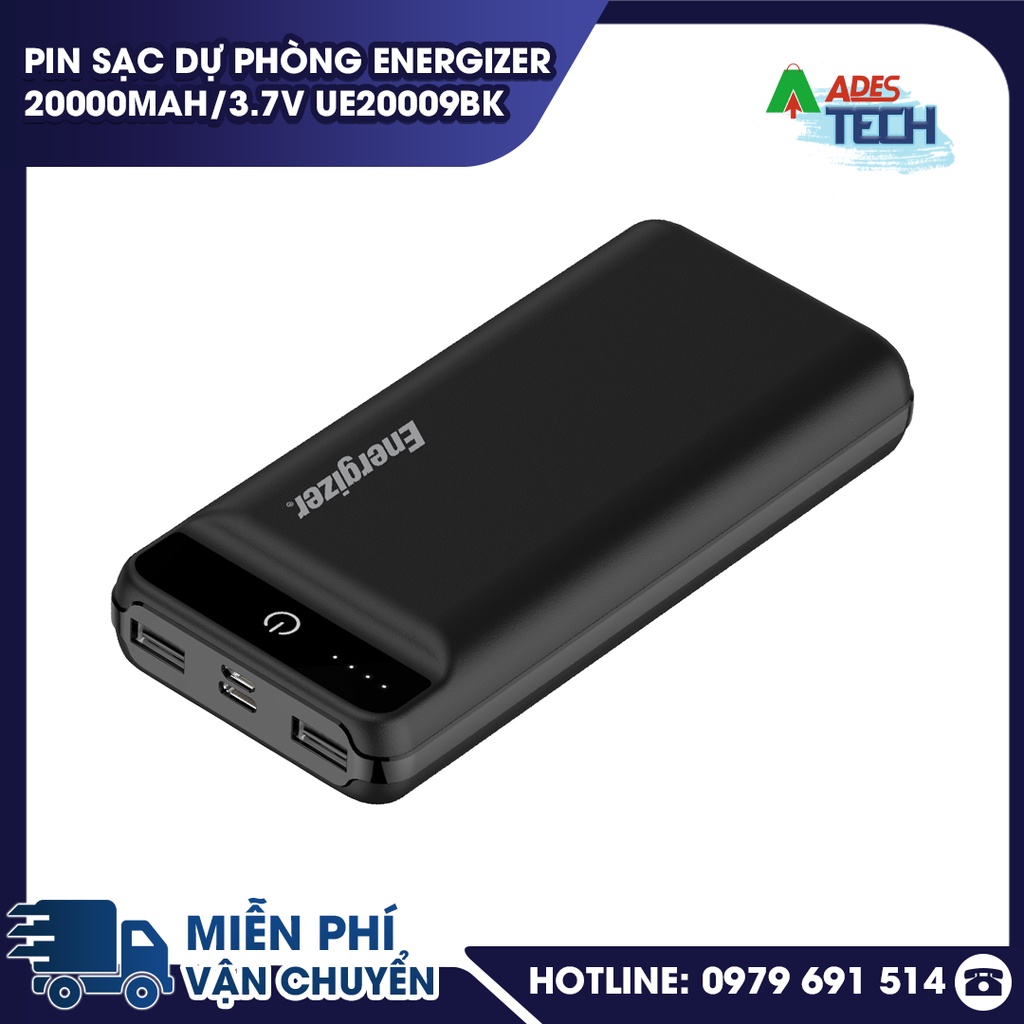 Pin sạc dự phòng Energizer 20000mAh/3.7V UE20009BK - BẢO HÀNH 24 THÁNG