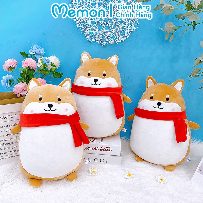 Gấu Bông Chó Shiba Quàng Khăn Đỏ Cao Cấp Memon