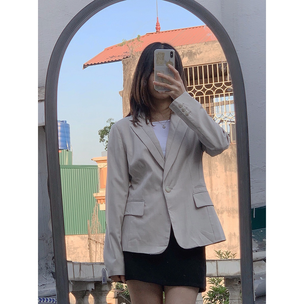 VEST xám bạc dáng ngắn một cúc (Ảnh thật)