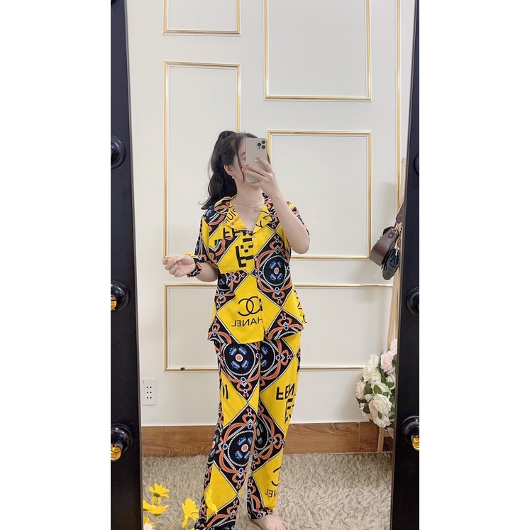 Đồ mặc ở nhà , sét pyjama 4 món tay ngắn chất lụa mặc thoáng mát họa tiết xinh tươi -Thời Trang VADA (B1) | BigBuy360 - bigbuy360.vn