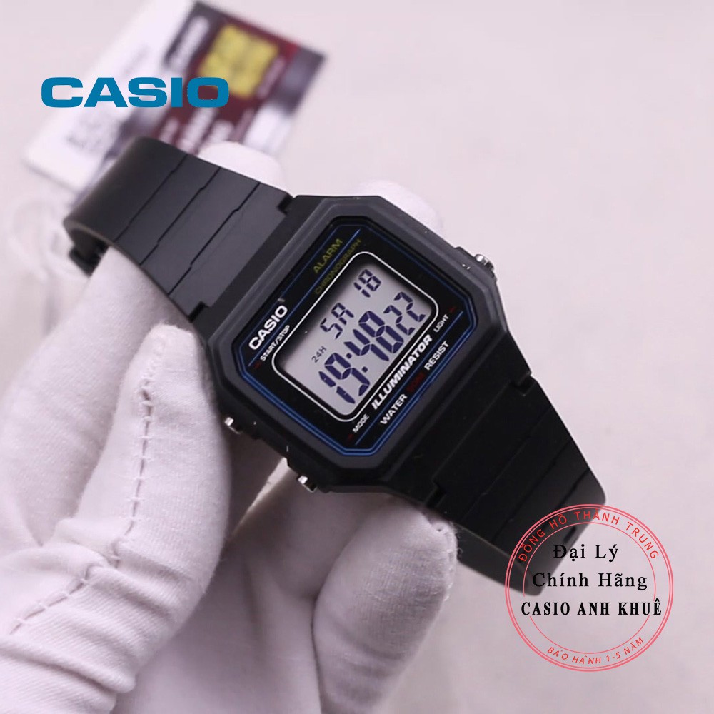 Đồng hồ nam dây nhựa Casio chính hãng W-217H-1AVDF pin 7 năm
