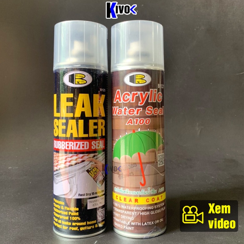 Sơn Xịt Chống Thấm, Dột Đa Năng Leak Sealer Bosny Thái Lan 600ml B125-B127 / Sơn Chống Thấm Tường-Thấm Nươc,...-Kivo