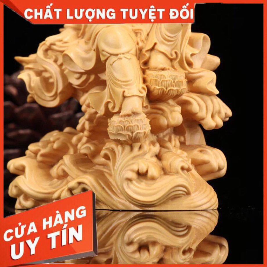 [ HÀNG ĐỤC TAY NGUYÊN KHỐI ] TƯỢNG QUAN ÂM TỰ TẠI - Gỗ Hoàng Dương cao cấp - ĐÚNG ẢNH ĐÚNG MẪU