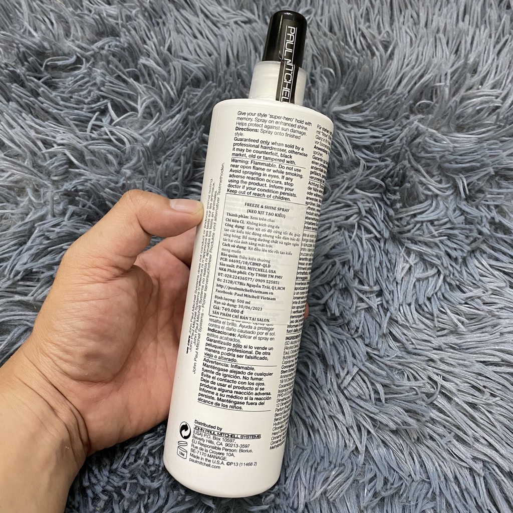 Keo xịt tạo kiểu cứng và sáng bóng Freeze and Shine Super Spray Paul Mitchell