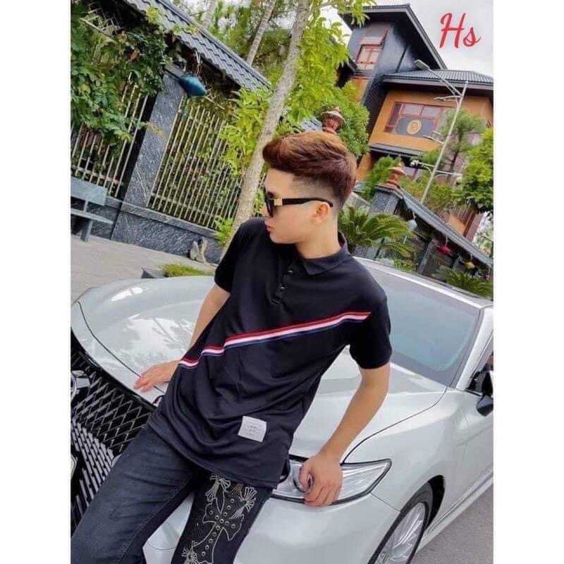 Áo polo chéo chất cotton su from rộng