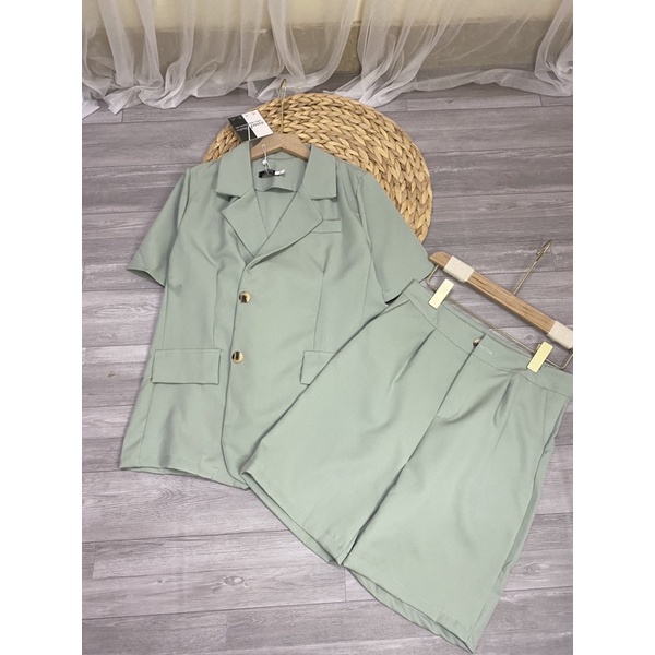 Sét áo vest nữ mặc hè, Bộ áo vest mix quần sooc | BigBuy360 - bigbuy360.vn