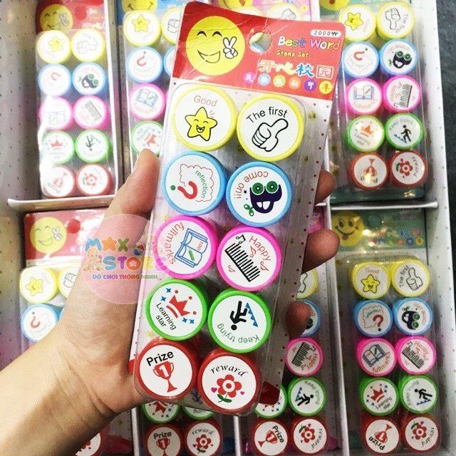 SET 10 CON DẤU STICKER LỜI KHEN THƯỞNG CHO BÉ