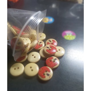 Cúc áo, khuy áo gỗ hoạt hính dễ thương cute 15mm (gói 5 cái)