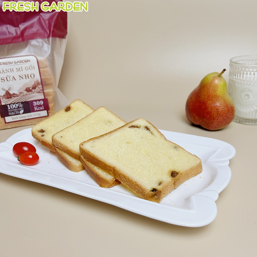 Bánh Mì Gối Sữa Nho FRESH GARDEN Thơm Ngon Đậm Vị Là Sự Kết Hợp Hoàn Hảo Của Sữa Và Nho Gói 310g