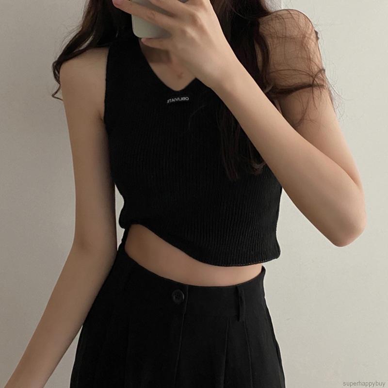 Áo kiểu không tay dệt kim phong cách Hàn Quốc thời trang dành cho nữ