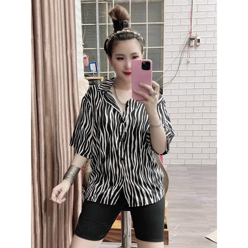 Sét beo quảng châu , áo sơ mi form rộng phối quần leggin ngố co giãn