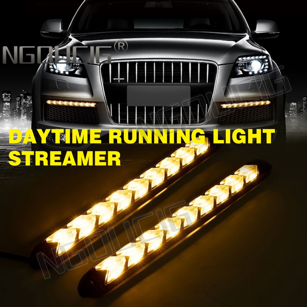 Bộ 2 Dải Đèn LED Chạy Ban Ngày Ánh Sáng Vàng Cho Xe Hơi