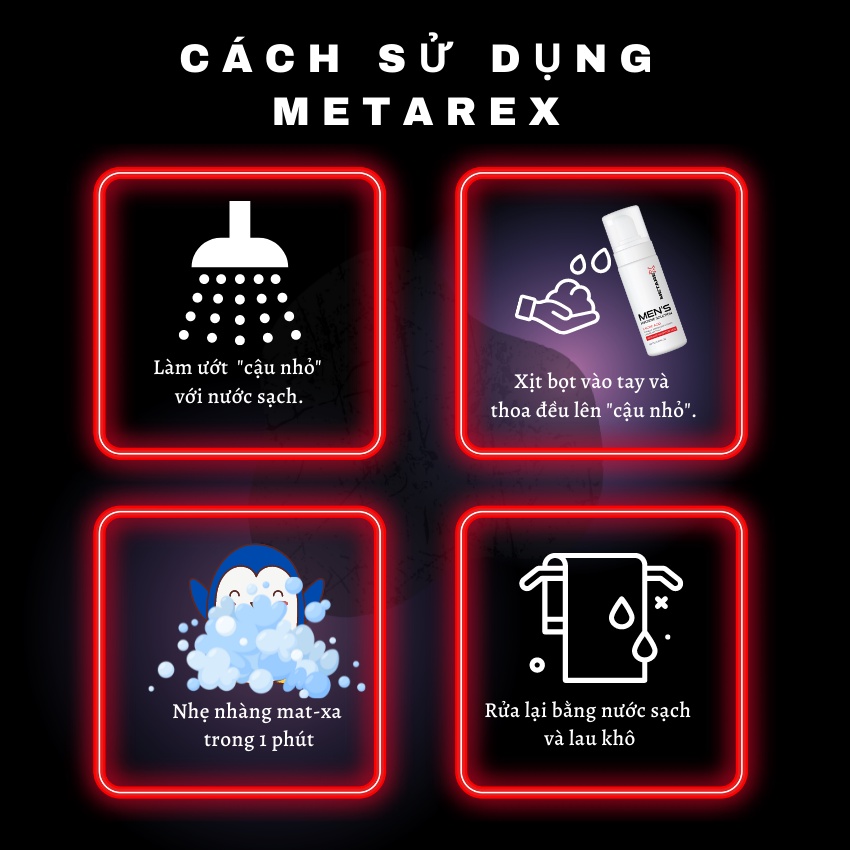 Dung dịch vệ sinh nam Metarex dạng bọt, ddvs nam 150ml dùng vệ sinh vùng kín nam giới, khử mùi, diệt khuẩn - MTR06