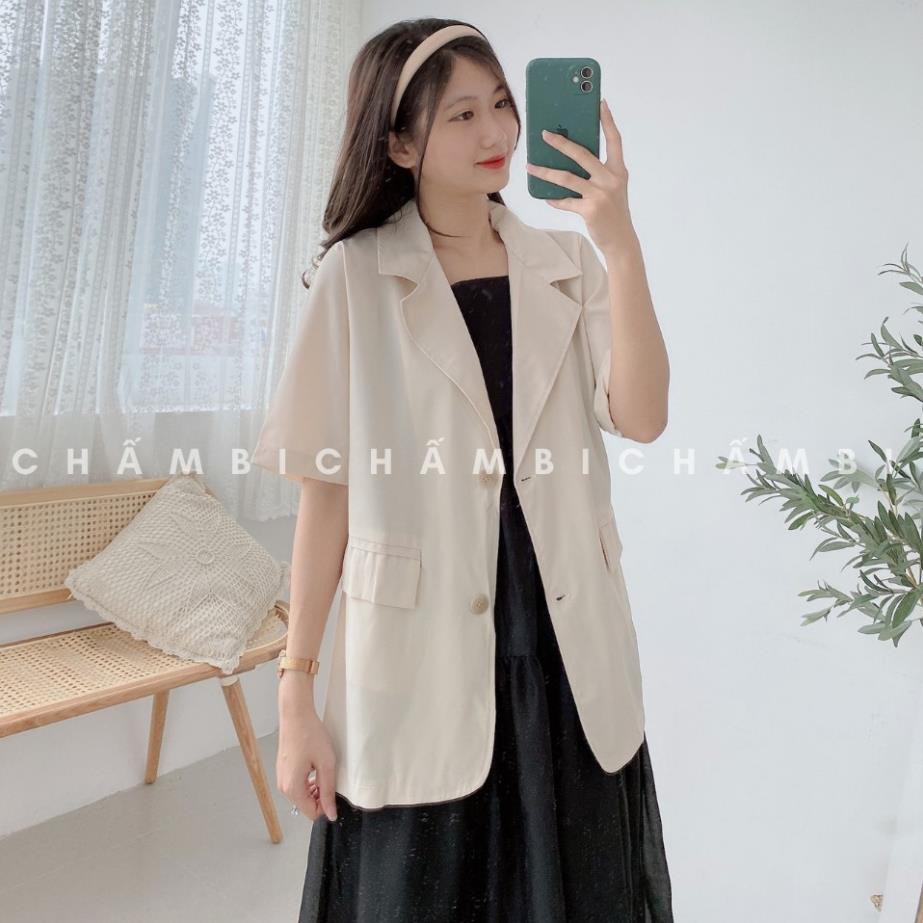 Áo khoác blazer A.016, áo khoác cổ vest cộc tay Hàn Quốc | BigBuy360 - bigbuy360.vn