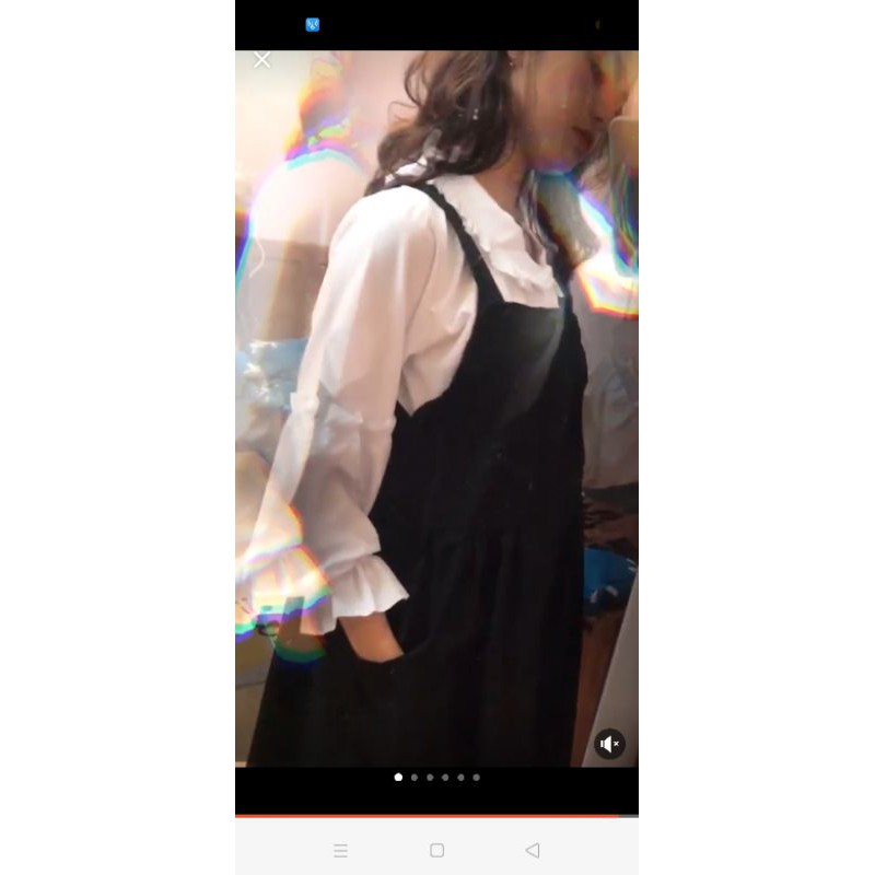 sét đầm nữ🦋sét váy yếm babydoll gồm hai món áo cổ bèo + yếm đũi cúc dọc thân vải mềm mịn freesize dáng ulzzang,vintage | BigBuy360 - bigbuy360.vn